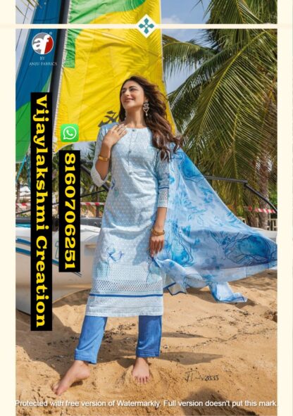 Anju Fabrics Flairs 2835 Kurti Pant With Dupatta In Singles And Full Catalog