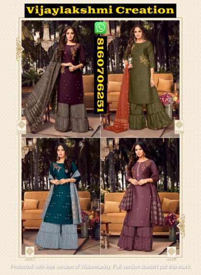 Anju Fabrics Ghoomer Vol 2 D.No 2235 To D.No 2238 Kurti Garara With Dupatta In Singles and Full Catalog