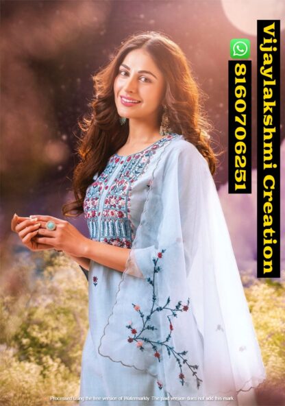 Anju Fabrics Chandni D.No Chandni 3075 Stylish Designer Kurti Pant With Dupatta In Singles And Full Catalog