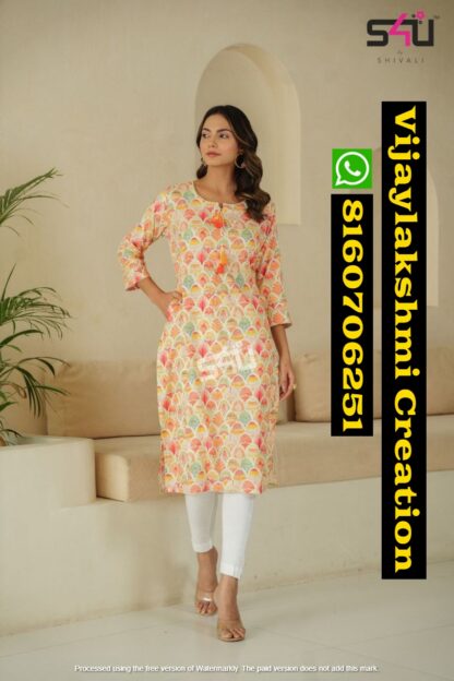 S4U Re-Love SE-01 Cotton Rayon Printed Long Kurtis In Singles And Full Catalog
