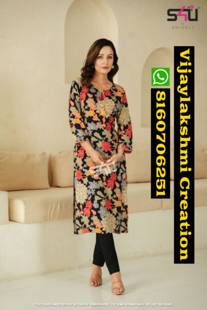 S4U Re-Love SE-02 Cotton Rayon Printed Long Kurtis In Singles And Full Catalog
