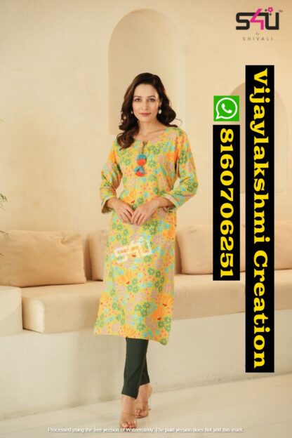 S4U Re-Love SE-04 Cotton Rayon Printed Long Kurtis In Singles And Full Catalog