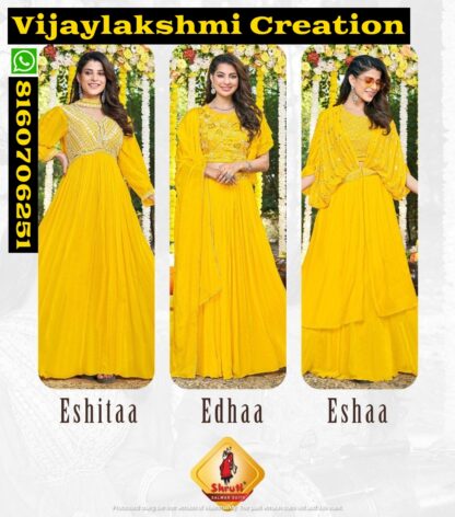 Shruti Salwar Suits D.No Eshitaa Edhaa Eshaa Haldi outfits in singles and full catalog
