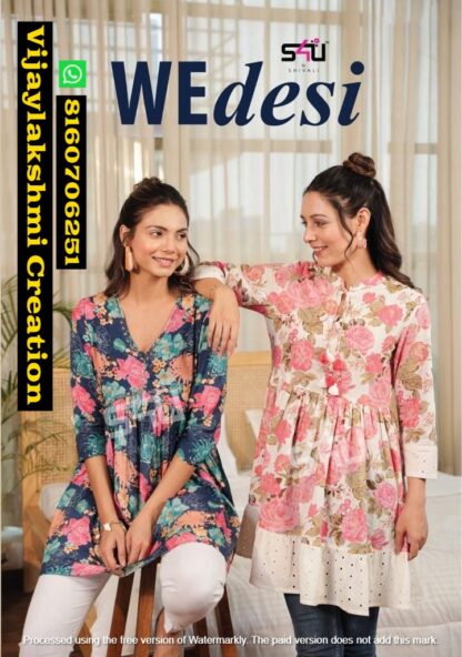 S4U WEdesi WD-01 And WD-02 Designer Cotton Kurtis In Singles And Full Catalog