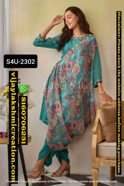 Label S4U 2302 Kurti with bottom in singles and full catalog