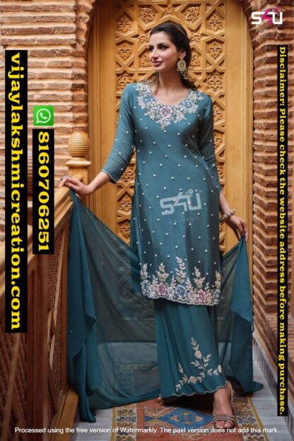 S4U Blue Kurti With Palazzo Set In Singles And Full Catalog