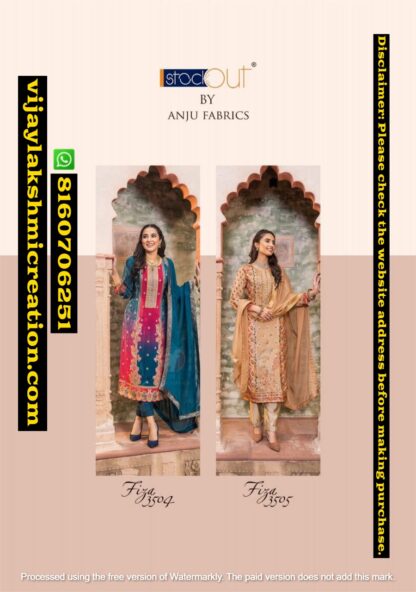 Anju Fabrics Fiza 3504 Fiza 3505 Kurti And Pant With Dupatta In Singles And Full Catalog