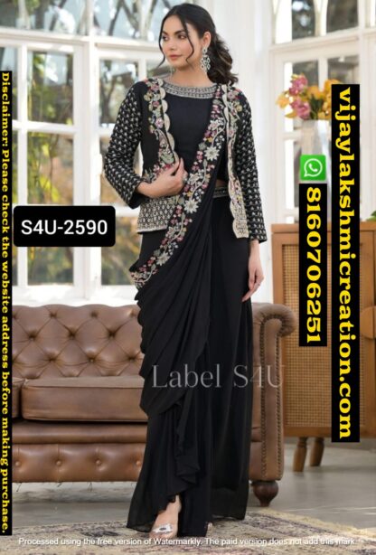 Label S4U D.No S4U-2590 Pre Draped Saree With Jacket In Singles and Full Catalog