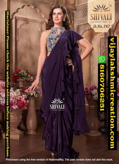 Shivali D.No 192 Embroidered Crepe Saree With Blouse In Singles And Full Catalog