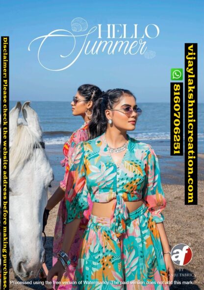 Anju Fabrics Hello Summer 3524 and Hello Summer 3525 Crop Top With Plazzo In Singles And Full Catalog