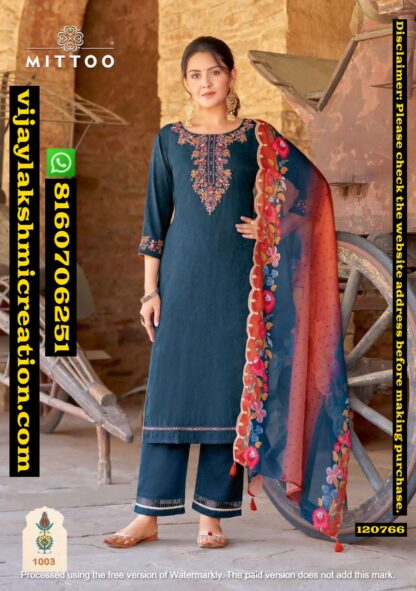 Mittoo Elegance D.No 1003 Kurti With Bottom In Singles And Full Catalog-120766