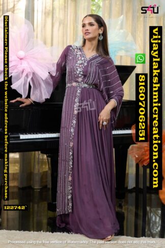 S4U Purple Color Indo Western Gown In Singles And Full Catalog 122742