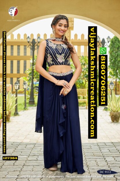 Anju Fabrics D.No. DC 9112 Crop Top With Drape Skirt And Dupatta In Singles And Full Catalog 127384