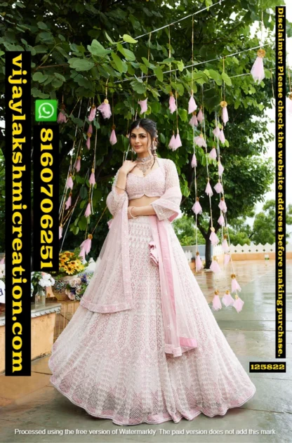 LaPink Pink Embroidered Lehenga Set In Singles And Full Catalog 125822