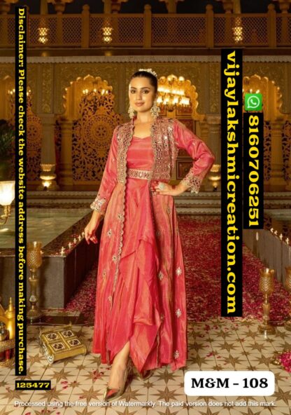 Mukesh & Mohit M&M-108 Indo Western Gown In Singles And Full Catalog 125477