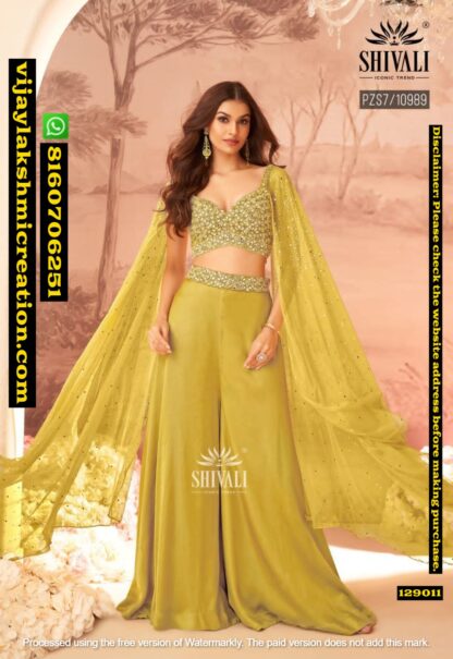 Shivali D.No PZS7 - 10989 Yellow Indowestern Sets With Jacket In Singles And Full Catalog 129011