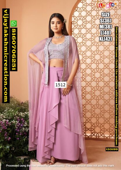 LaPink D.No. 1512 Crop Top With Skirt & Shrug In Single And Full Catalog-133199
