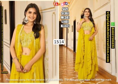 LaPink D.No.1514 Crop Top With Skirt & Shrug In Single And Full Catalog-133198