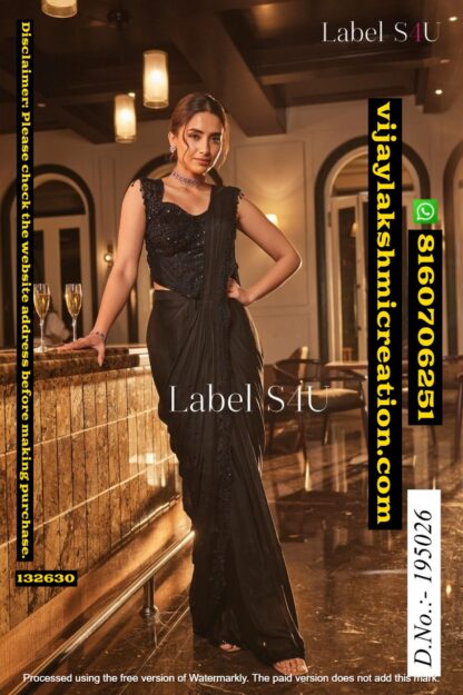 Label S4U D.No. 195026 Pre Draped Saree In Singles And Full Catalog 132630