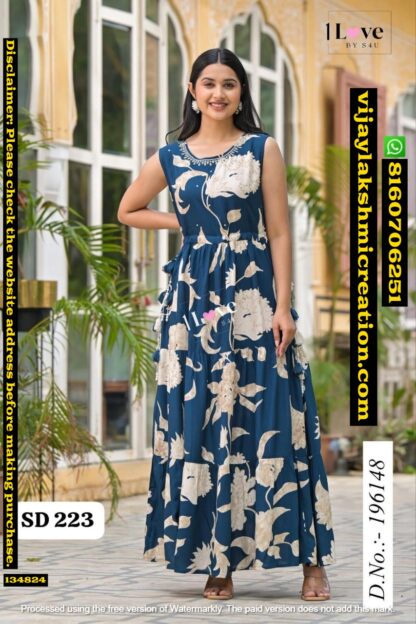 S4U SD-223 D.No.196148 Long Gown Style Kurti In Singles And Full Catalog 134823