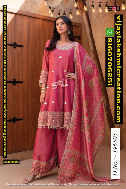 S4U D.No.196505 Pink Sharara With Long Top In Singles And Full Catalog-136956