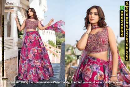 Shivali BH7-06360 Magenta & Multicolor Printed & Embroidered Georgette Lehenga Set In Singles And Full Catalog-136961