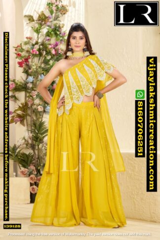 LR Crop Top With Sharara Cape Set In Singles And Full Catalog-139128