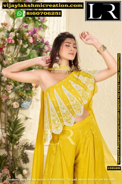 LR Crop Top With Sharara Cape Set In Singles And Full Catalog-139129