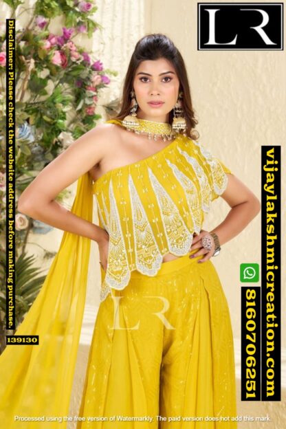 LR Crop Top With Sharara Cape Set In Singles And Full Catalog-139130
