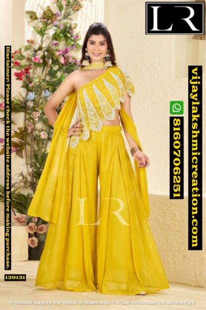LR Crop Top With Sharara Cape Set In Singles And Full Catalog-139131