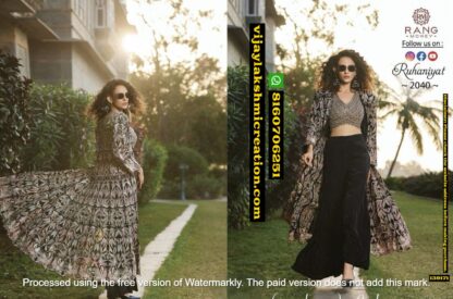 Rang Mohey Ruhaniyat 2040 Black Sequins Embroidered Crop Top Sharara Jacket Set In Singles And Full Catalog-139173