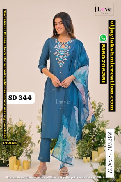 1Love by S4U SD-344 D.No.195298 Kurta Pant Dupatta Set In Singles And Full Catalog-140165