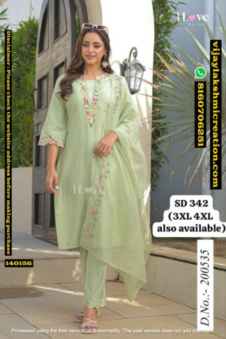 I Love by S4U SD-342 D.No.200535 Kurta Pant Dupatta Set In Singles And Full Catalog-140156