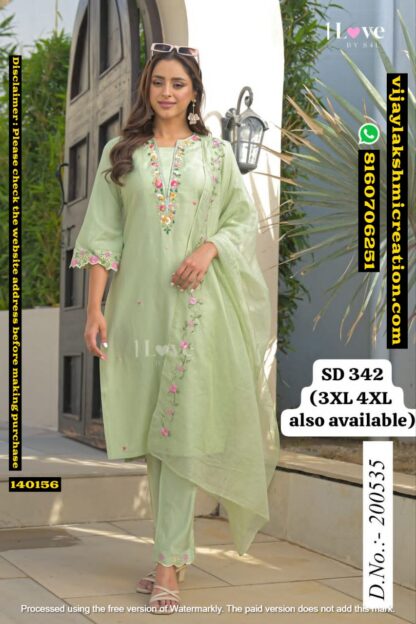 I Love by S4U SD-342 D.No.200535 Kurta Pant Dupatta Set In Singles And Full Catalog-140156