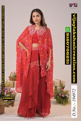 S4U D.No.194972 Indo-Western Pleated Skirt Set with Jacket In Singles And Full Catalog-139807