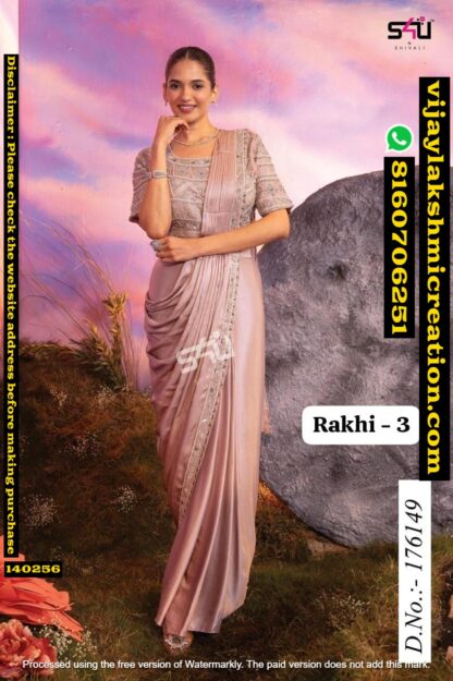 S4U Rakhi-3 D.No. 176149 Pre Drape Saree In Singles And Full Catalog-140257
