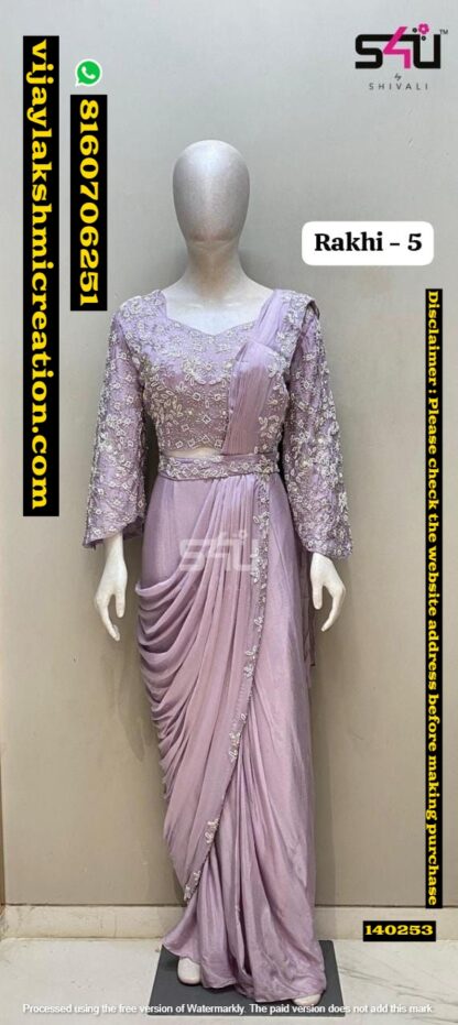 S4U Rakhi-5 Pre Drape Saree In Singles And Full Catalog-140253