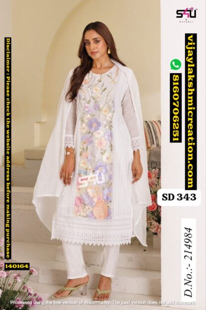 S4U SD-343 D.No.214984 Kurta Pant Dupatta Set In Singles And Full Catalog-140164