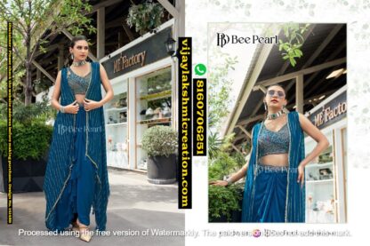 Bee Pearl Crop Top Jacket Shrug Set With Skirt In Singles And Full Catalog 141459