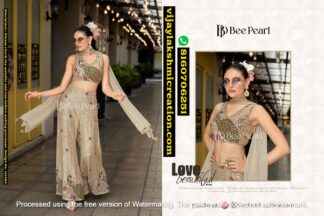 Bee Pearl Crop Top Set With Palazzo Skirt And Jacket Shrug In Singles And Full Catalog -141465