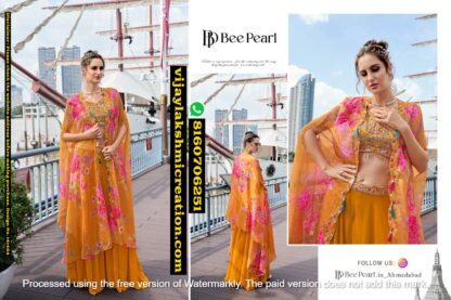 Bee Pearl Crop Top Set With Skirt And Jacket Shrug In Singles And Full Catalog -141464
