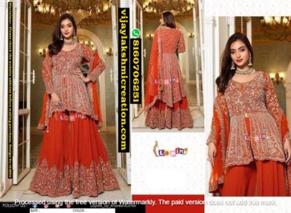 LaPink Front Cut Short Kurta With Palazzo And Dupatta In Singles And Full Catalog 141800