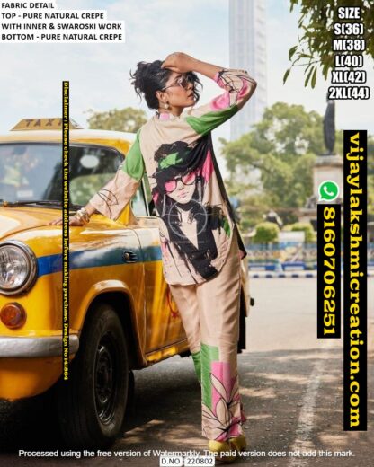 Mukesh & Mohit (M & M) D.No.220802 Co-ord Set In Singles And Catalog 141864