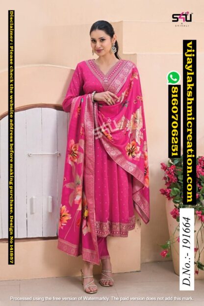 S4U D.No.191664 Anarkali Kurti With Pant And Dupatta In Singles And Full Catalog 141703