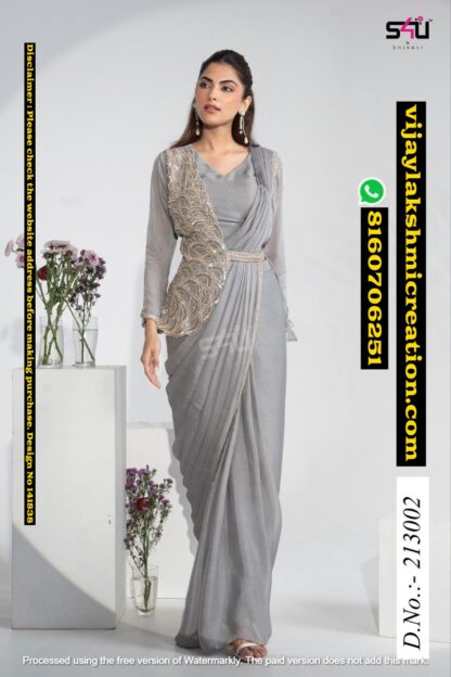S4U D.No.213002 Pre-Draped Saree Set In Singles And Catalog 141838