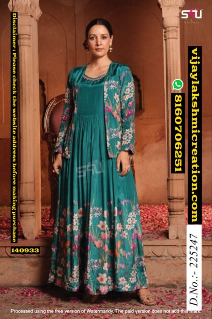 S4U D.No.225247 Green Floral Long Gown With Jacket In Singles-And-Full-Catalog-140935