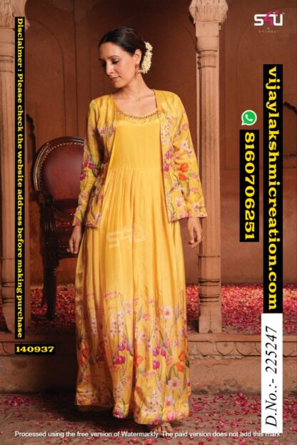 S4U D.No.225247 Yellow Floral Long Gown With Jacket In Singles-And-Full-Catalog-140937