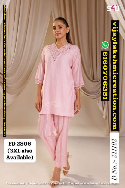 S4U FD 2806 D.No.211102 Pink Co-ord Set In Singles And Catalog 141777