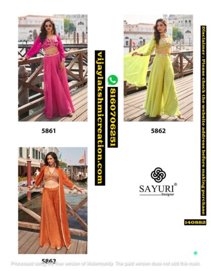 Sayuri Designer Naina 5861 Naina 5862 Naina 5863 Viscose Jacquard Silk Blouse With Plazzo And Net Dupatta In Songles And Full Catalog 140882