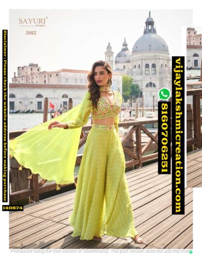 Sayuri Designer Naina 5862 Viscose Jacquard Silk Blouse With Plazzo And Net Dupatta In Songles And Full Catalog 140874
